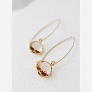 Champagne Drop Earrings – Gold Filled Wire with Glass Bezel